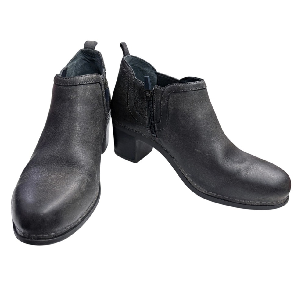 Dansko Harlene Women's 39 8.5-9 Charcoal Leather Ankle Boots Booties Zip